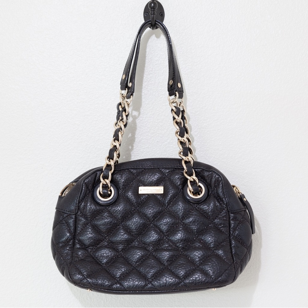 kate spade Maryanne Diamond Quilted Leather Shoulder Bag, Black with Gold